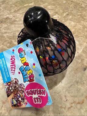 ORB Confetti Ball Squeezy Toy - Black with Multicolor Confetti